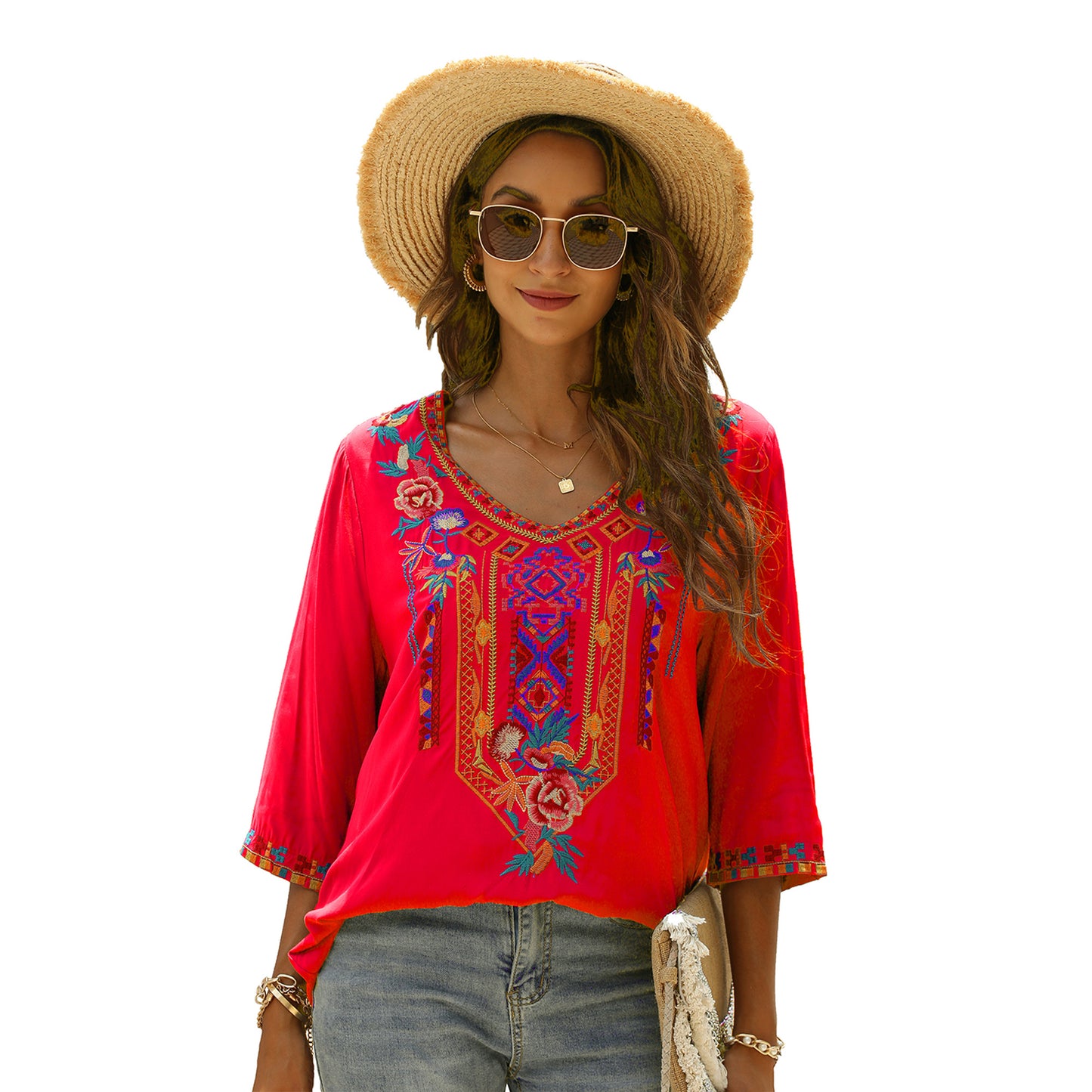 Women's Fashion Casual Embroidered Top