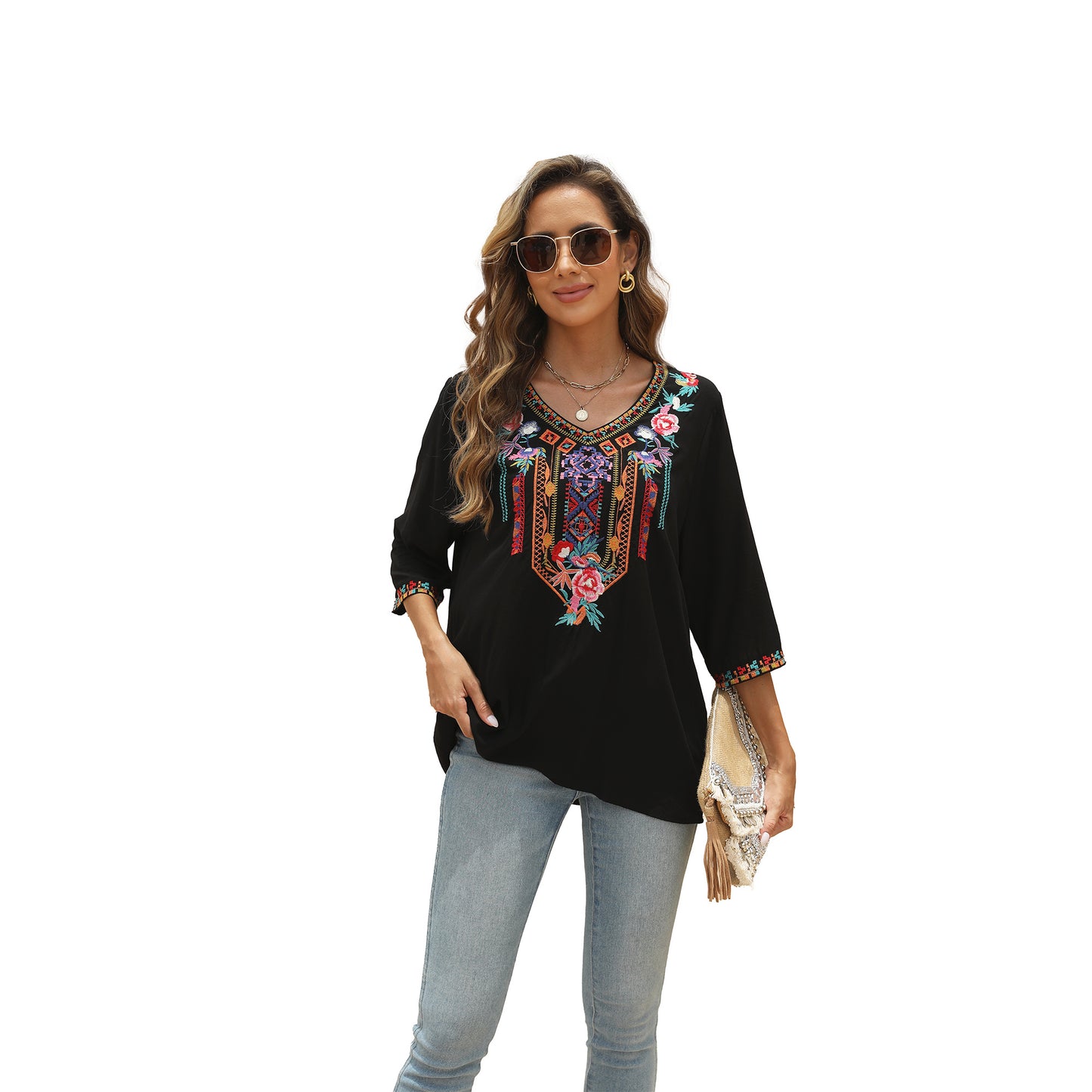 Women's Fashion Casual Embroidered Top