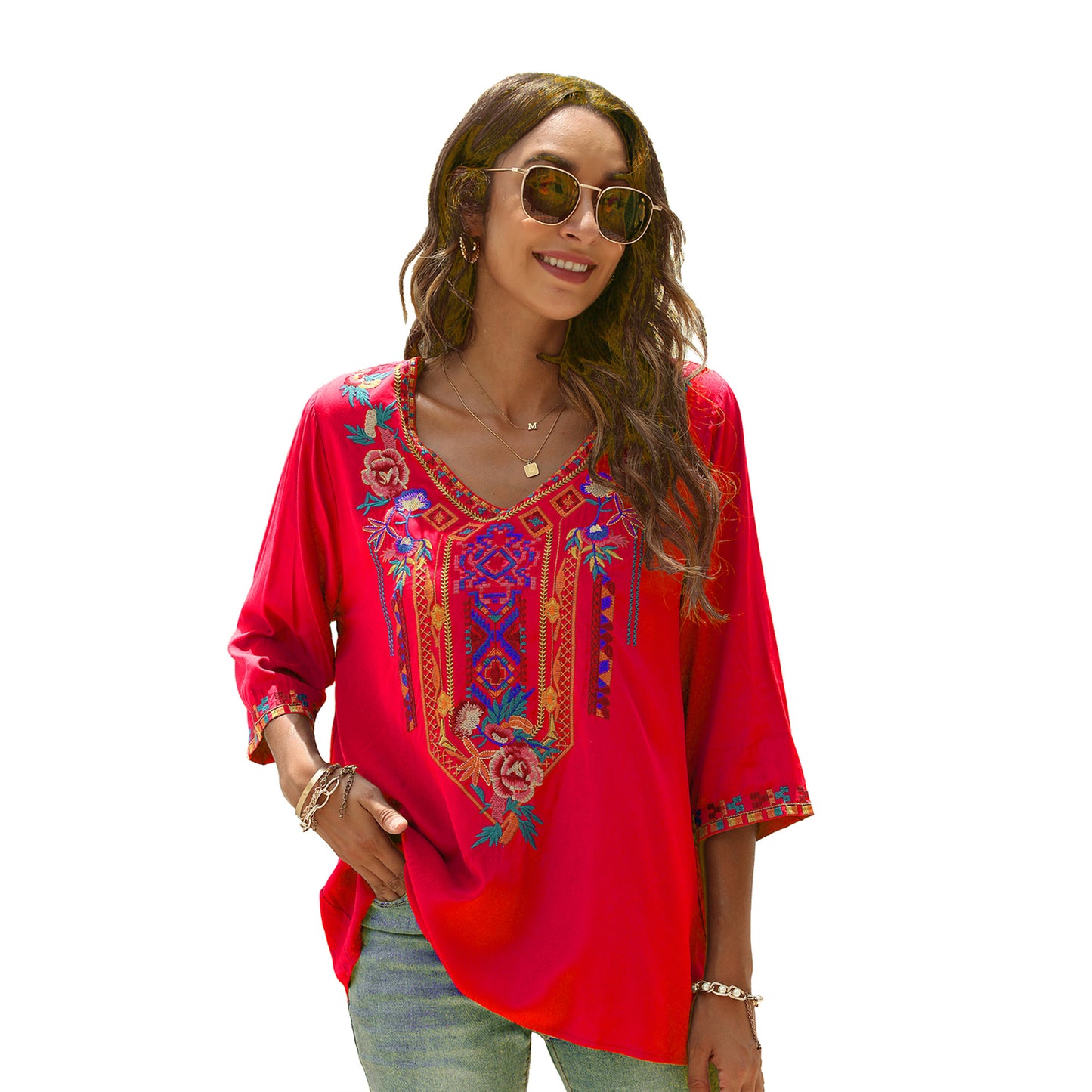 Women's Fashion Casual Embroidered Top