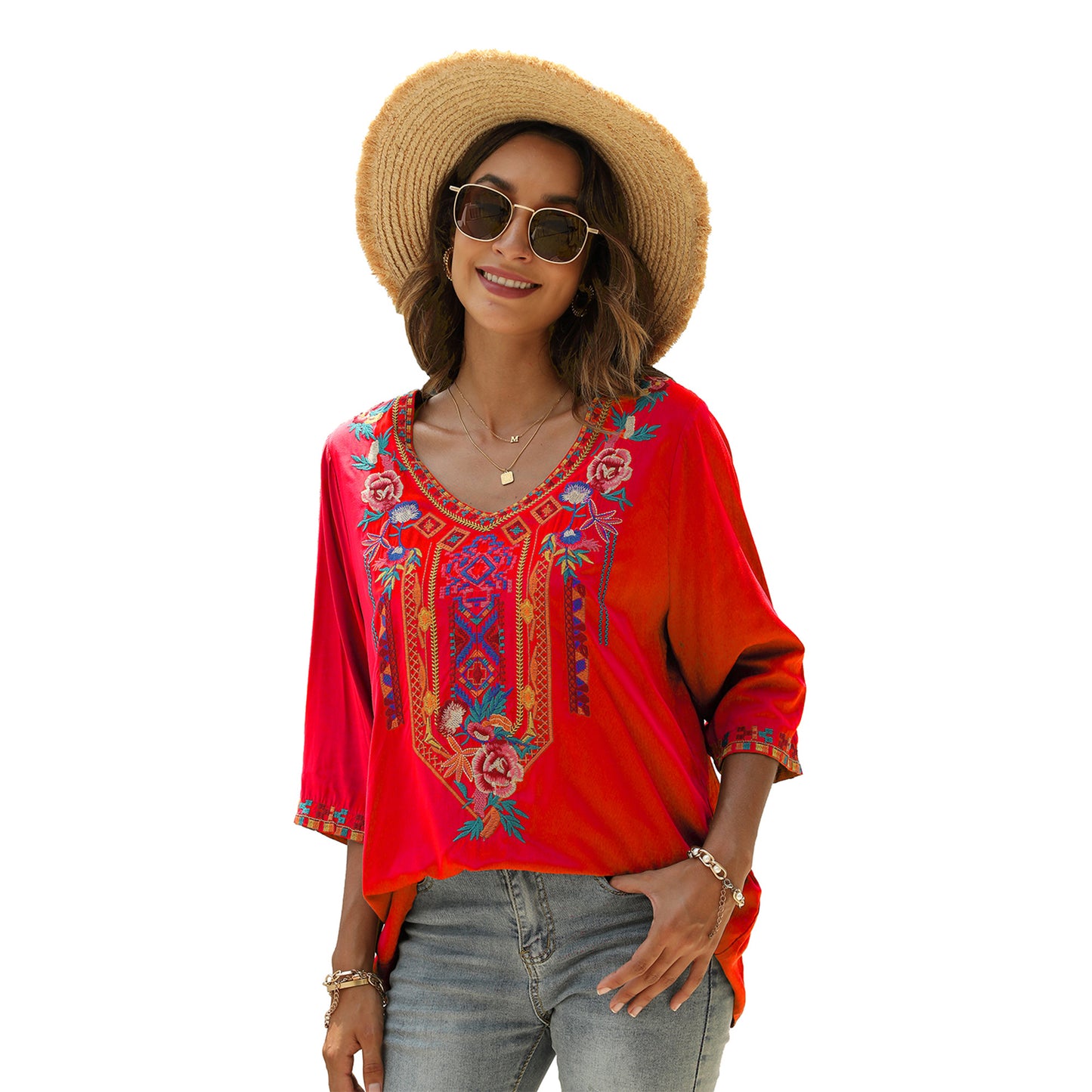 Women's Fashion Casual Embroidered Top