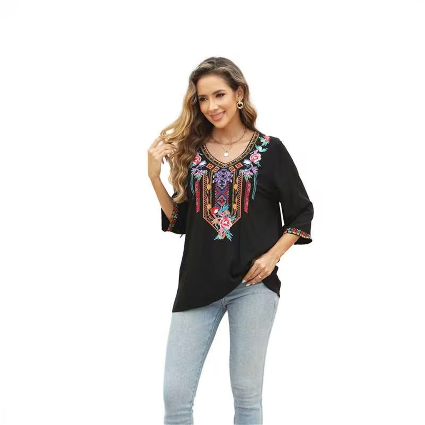 Women's Fashion Casual Embroidered Top