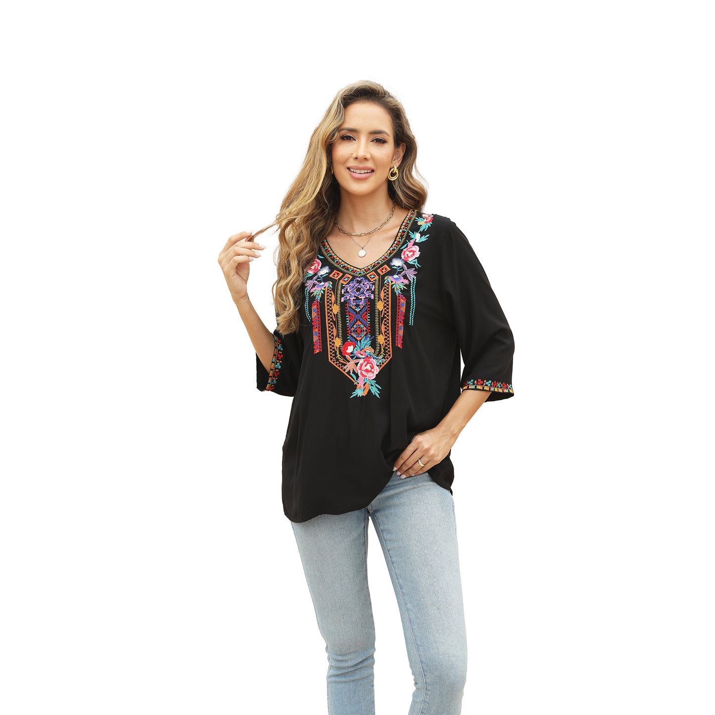 Women's Fashion Casual Embroidered Top