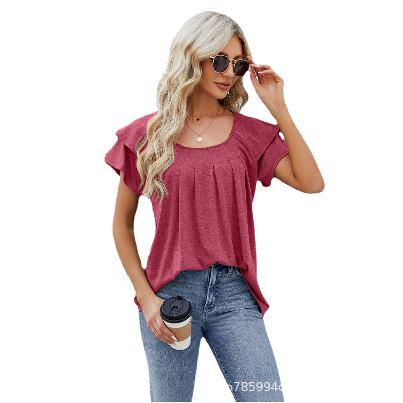 Round Neck Loose Short Sleeves T-shirt Top For Women