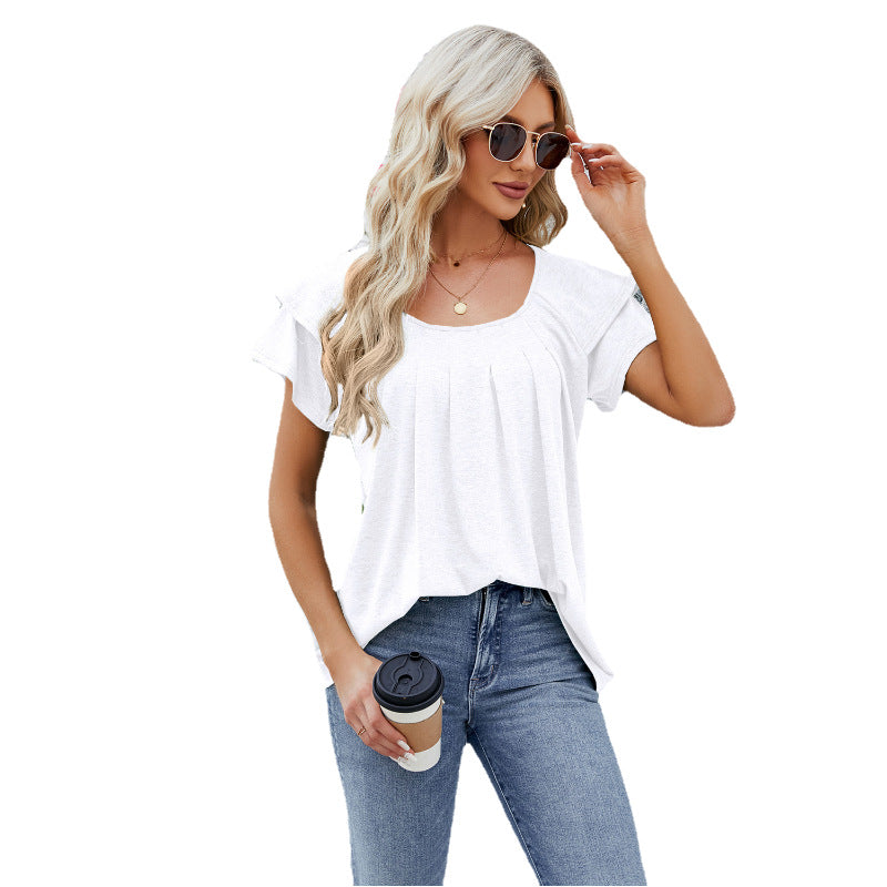 Round Neck Loose Short Sleeves T-shirt Top For Women