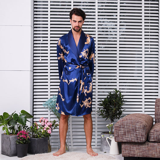 Single Piece Long Sleeved Nightgown Men's Bathrobe