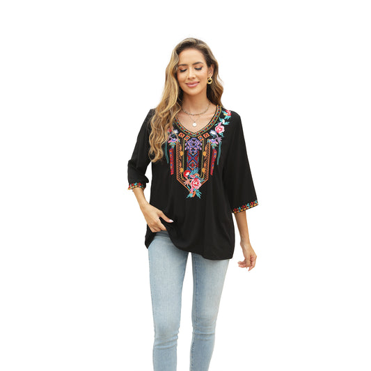 Women's Fashion Casual Embroidered Top